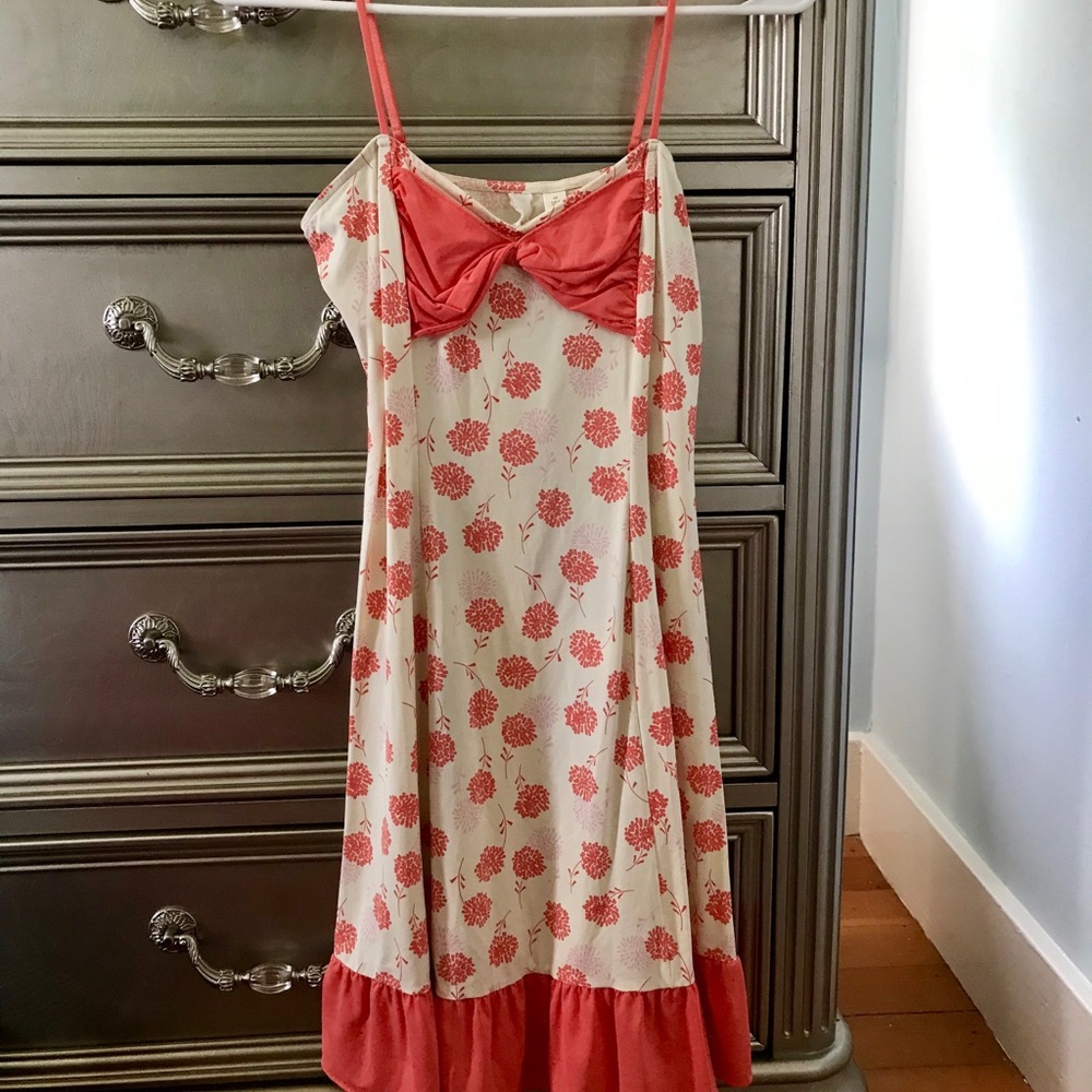 Salmon pink orange vintage style dress